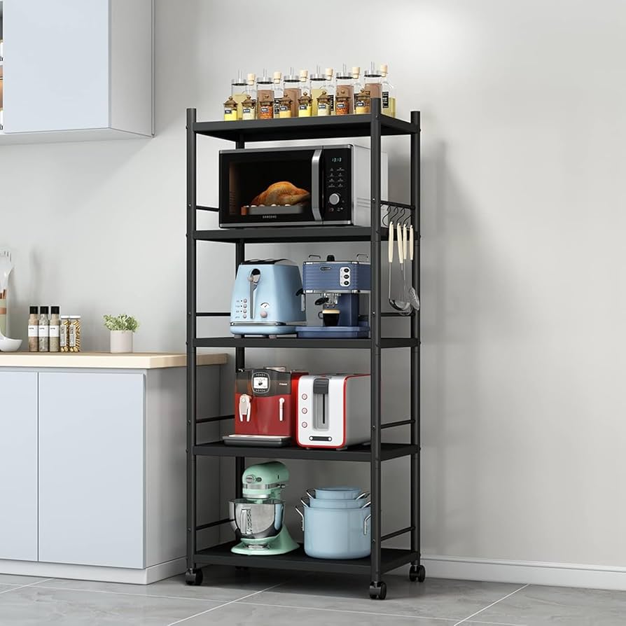 Amazon｜長さ60 幅40 高さ160 5段 【キャスター付き】 スチール